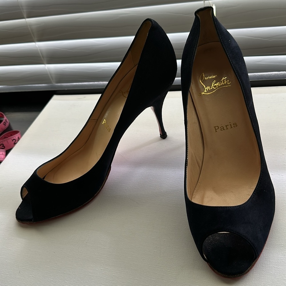 Christian Louboutin Navy Suede Heels Size 9.5
